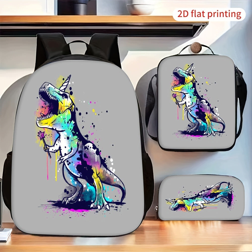 Dinosaur Unicorn 3-Piece Backpack Set