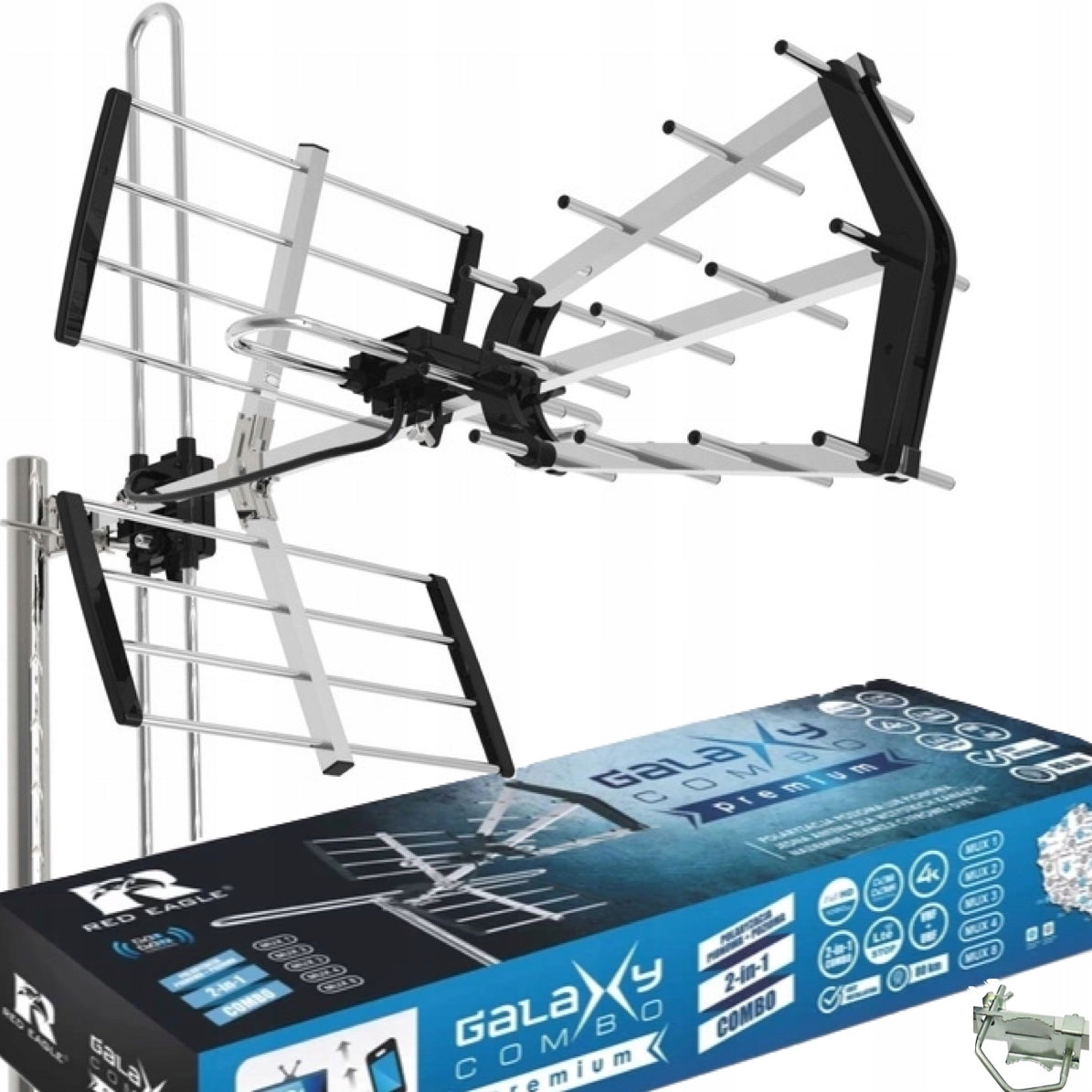 Directional TV Antenna DVBT2 COMBO 4K MUX8 LTE VHF UHF range 80km