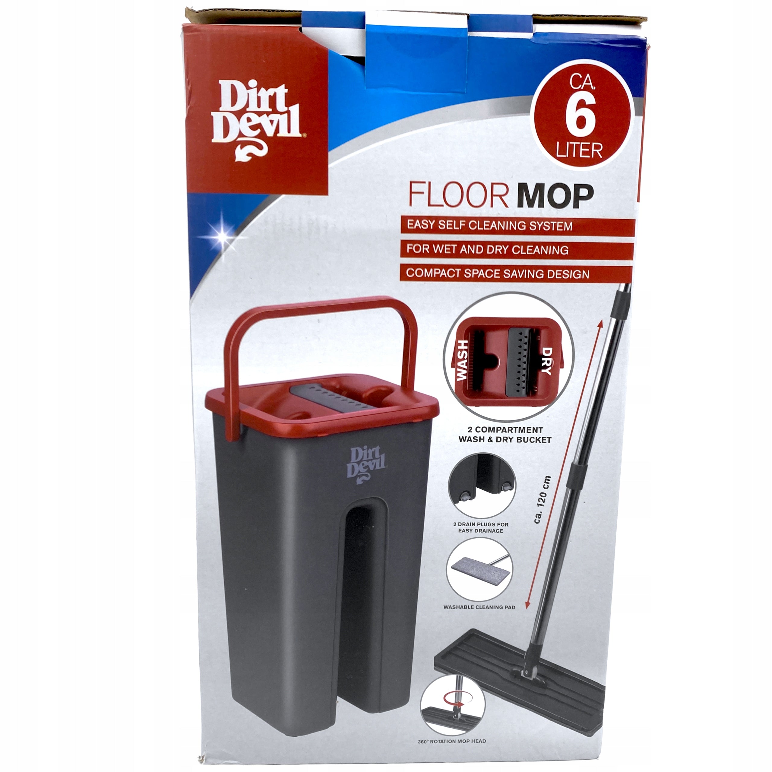 Dirt Devil Double Chamber Flat Mop 6L Grey