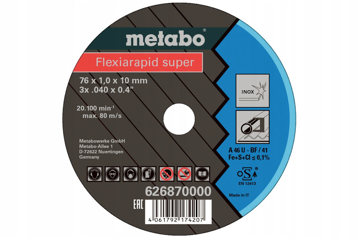 Disc Metabo for steel 5pcs FLEXIARAPID SUPER INOX 76x1,0x10,0mm