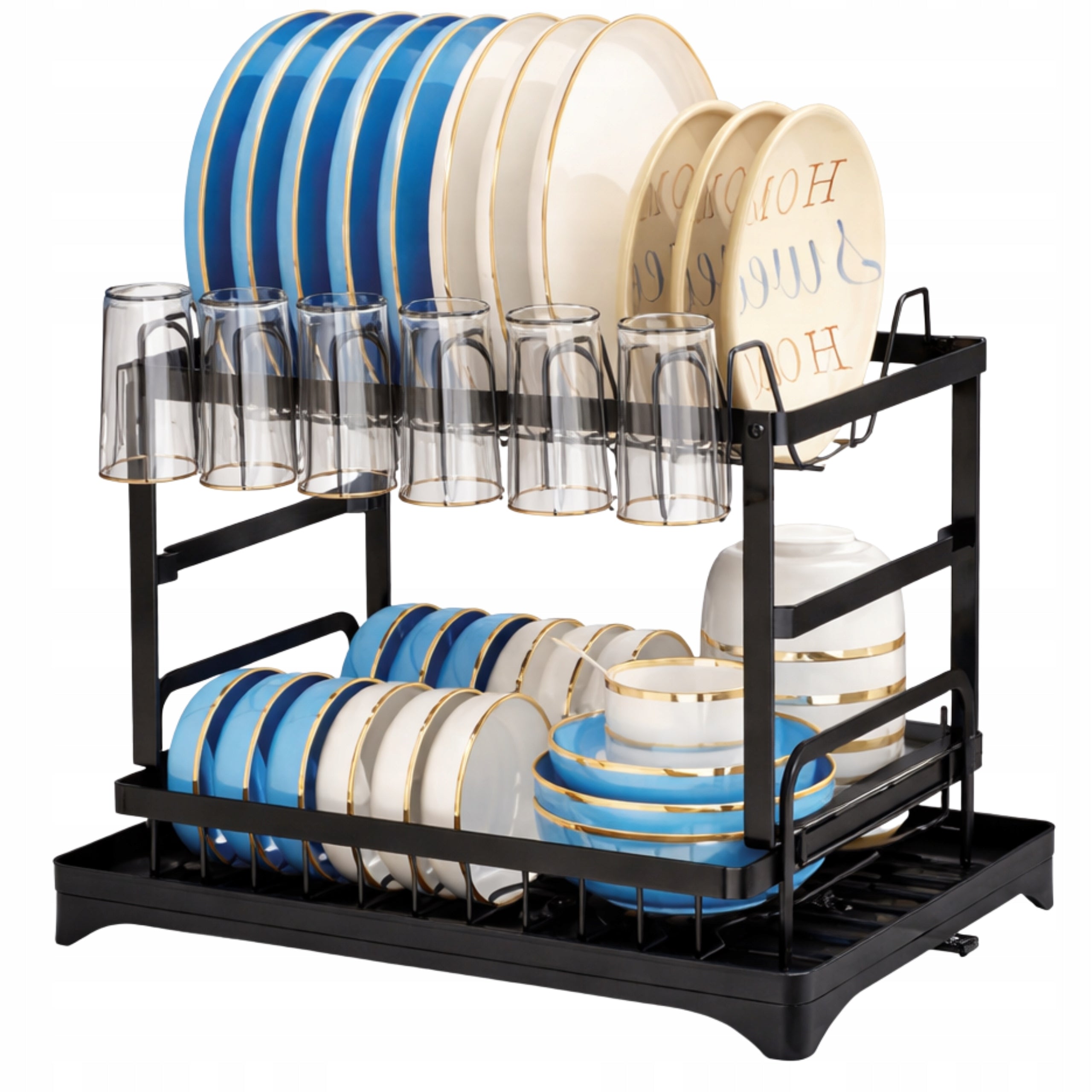 Dish Dryer Kitchen Organizer Two-Tier Black 42 Cm Manufacturer code Dwupoziomowa Suszarka Do Naczyń Czarna 42 cm