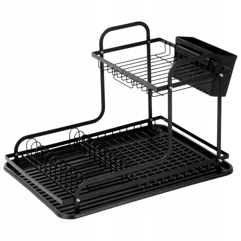 Dish Dryer Plates Cutlery 2-Story Level Black Brand Orion