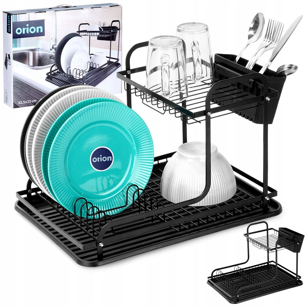 Dish Dryer Plates Cutlery 2-Story Level Black