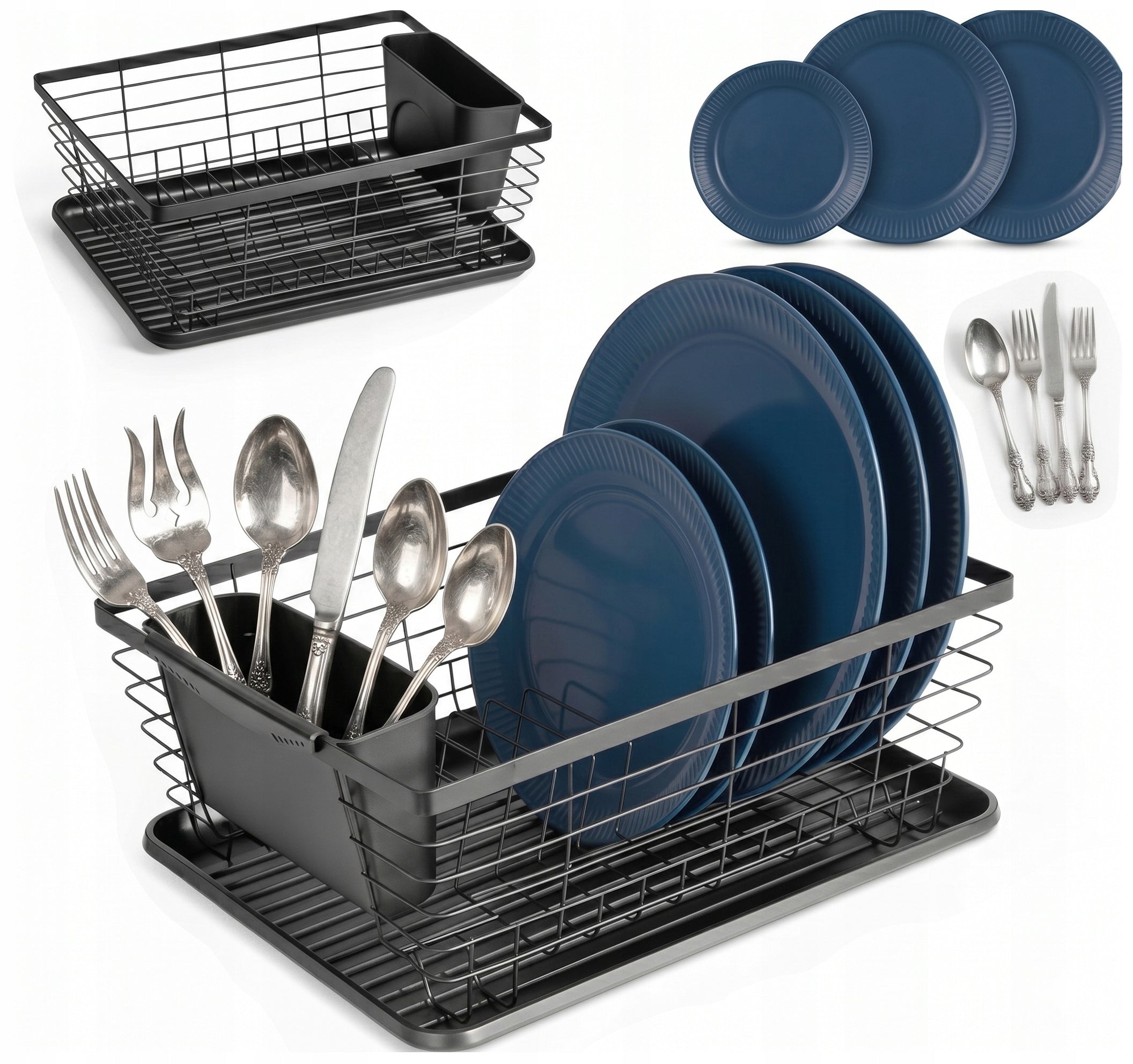 Dish Dryer Plates Cutlery Cups Metal Black Dish Drainer