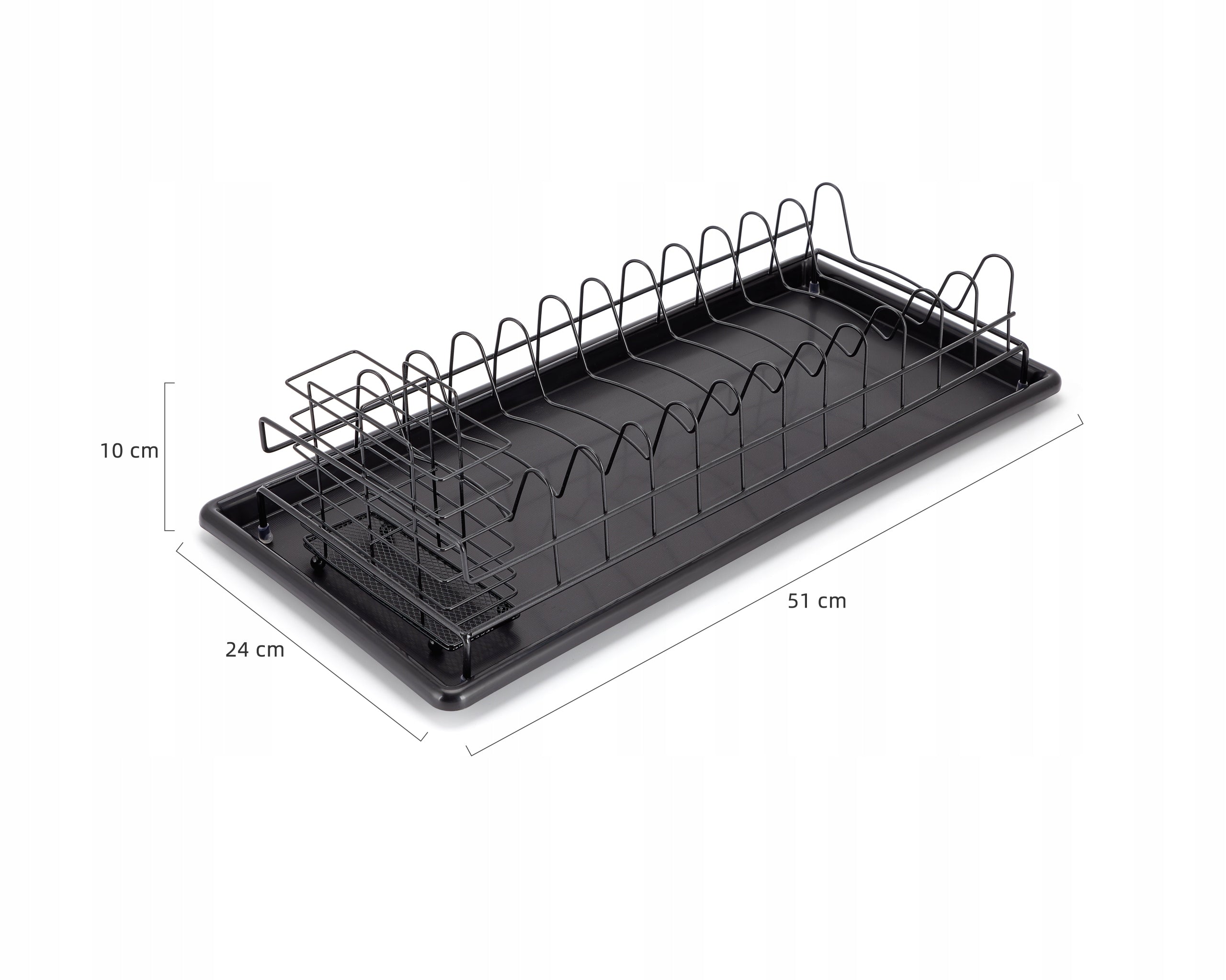 Dish dryer Elitehoff single level black with cutlery container