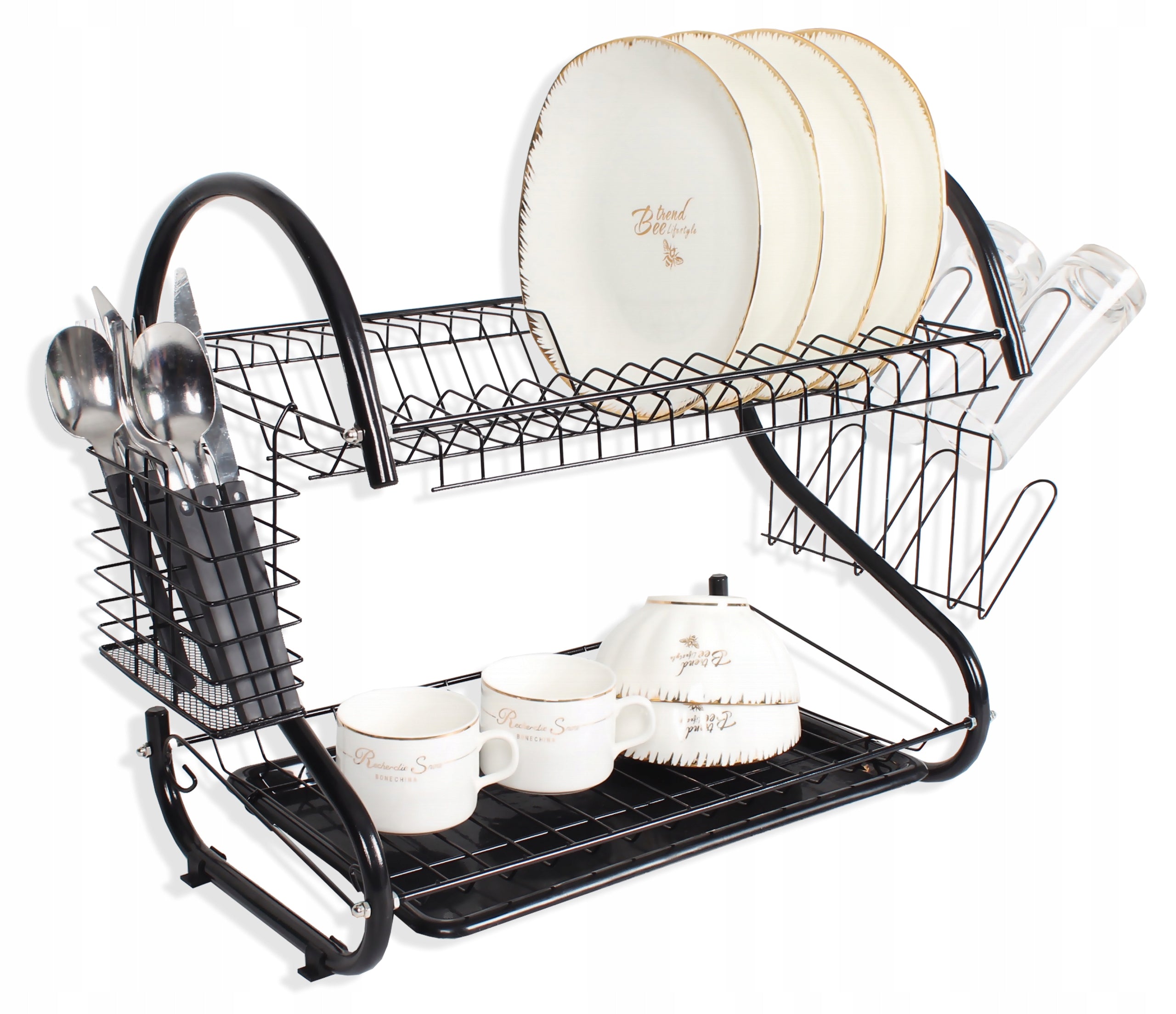 Dish dryer two-level black 43cm wide. Manufacturer code MR-1025-43-BLACK