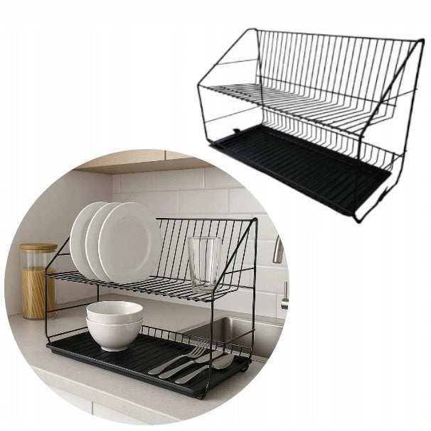 Dish dryer two-level drainer with tray black Poland Brand Decortrend