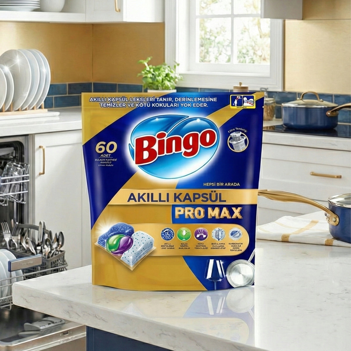 Dishwasher Capsules Bingo Pro Max All in One 60 Pieces Lemon Manufacturer code 86905369