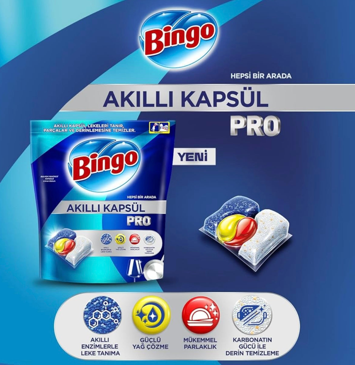Dishwasher Capsules Bingo Smart Pro 36 pcs All in One Lemon Brand Bingo