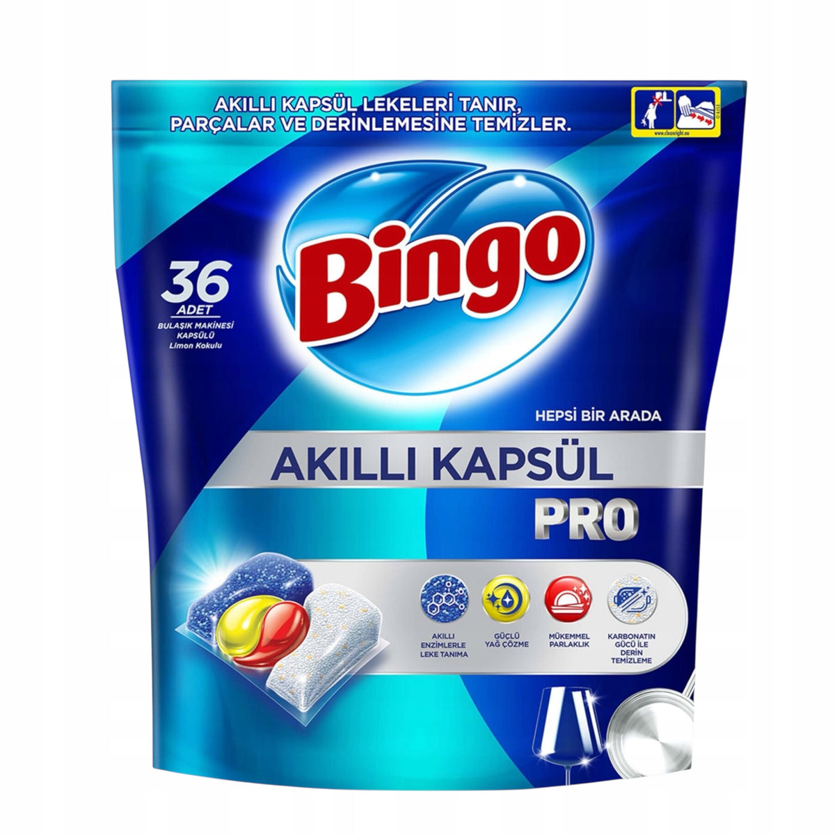 Dishwasher Capsules Bingo Smart Pro 36 pcs All in One Lemon