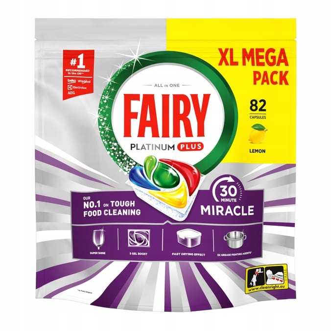Dishwasher Capsules Fairy Platinium Plus All In One 30Minut Miracle 82 Pack Manufacturer code 08006540764725