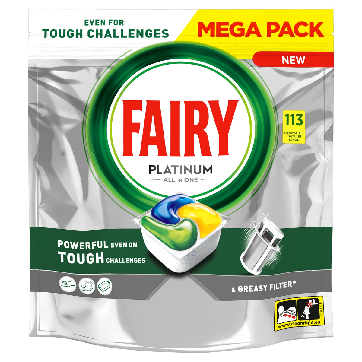 Dishwasher Capsules Fairy Platinum All In One Lemon 113 Pieces