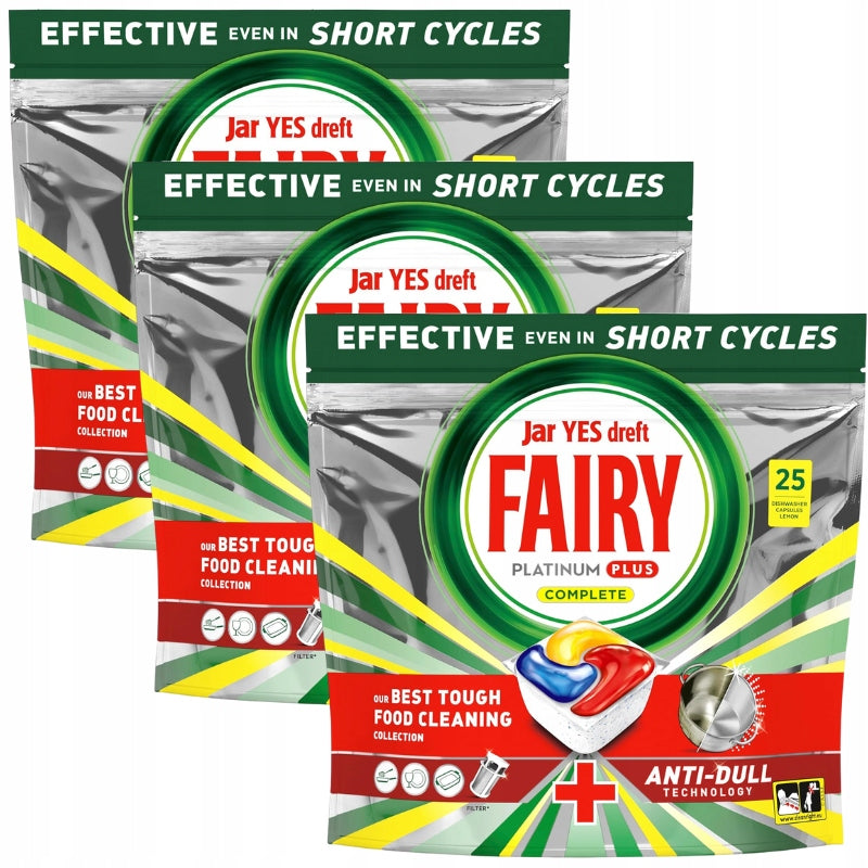 Dishwasher Capsules Fairy Platinum Plus Complete Lemon 25 pieces Packaging status original