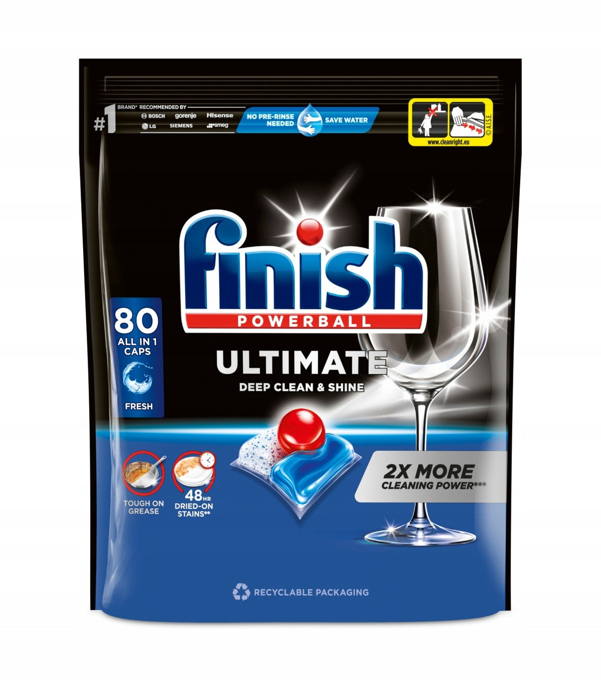 Dishwasher Capsules Finish Powerball Ultimate All in 1 Fresh 80 pcs. Manufacturer code 000000