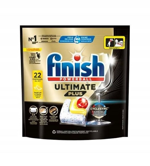 Dishwasher Capsules Finish Powerball Ultimate Plus Citron 22pcs Packaging status original