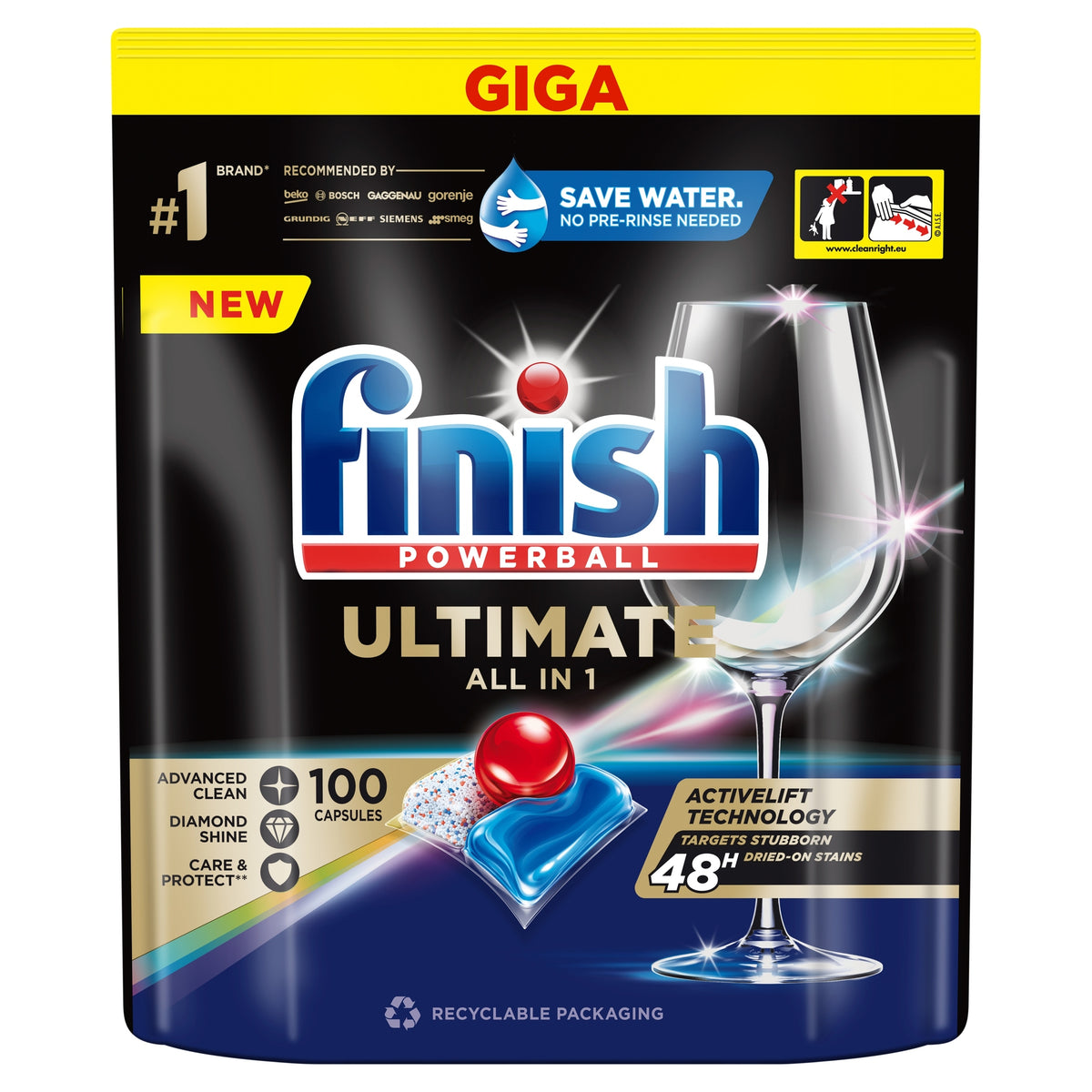 Dishwasher Capsules Finish Ultimate All in 100 pieces Manufacturer code 3279026
