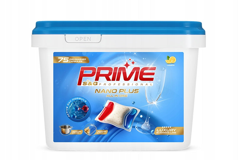 Dishwasher Capsules PRIME NANO+ All In One Active Oxy Formula 75 pcs.