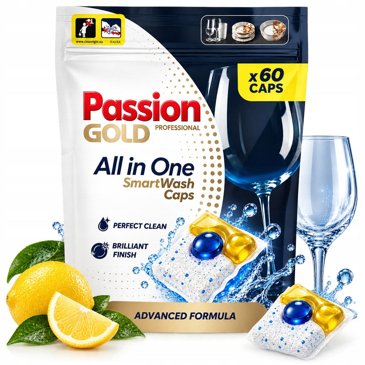 Dishwasher Capsules Passion Gold All in One 60 Pieces Packaging status original