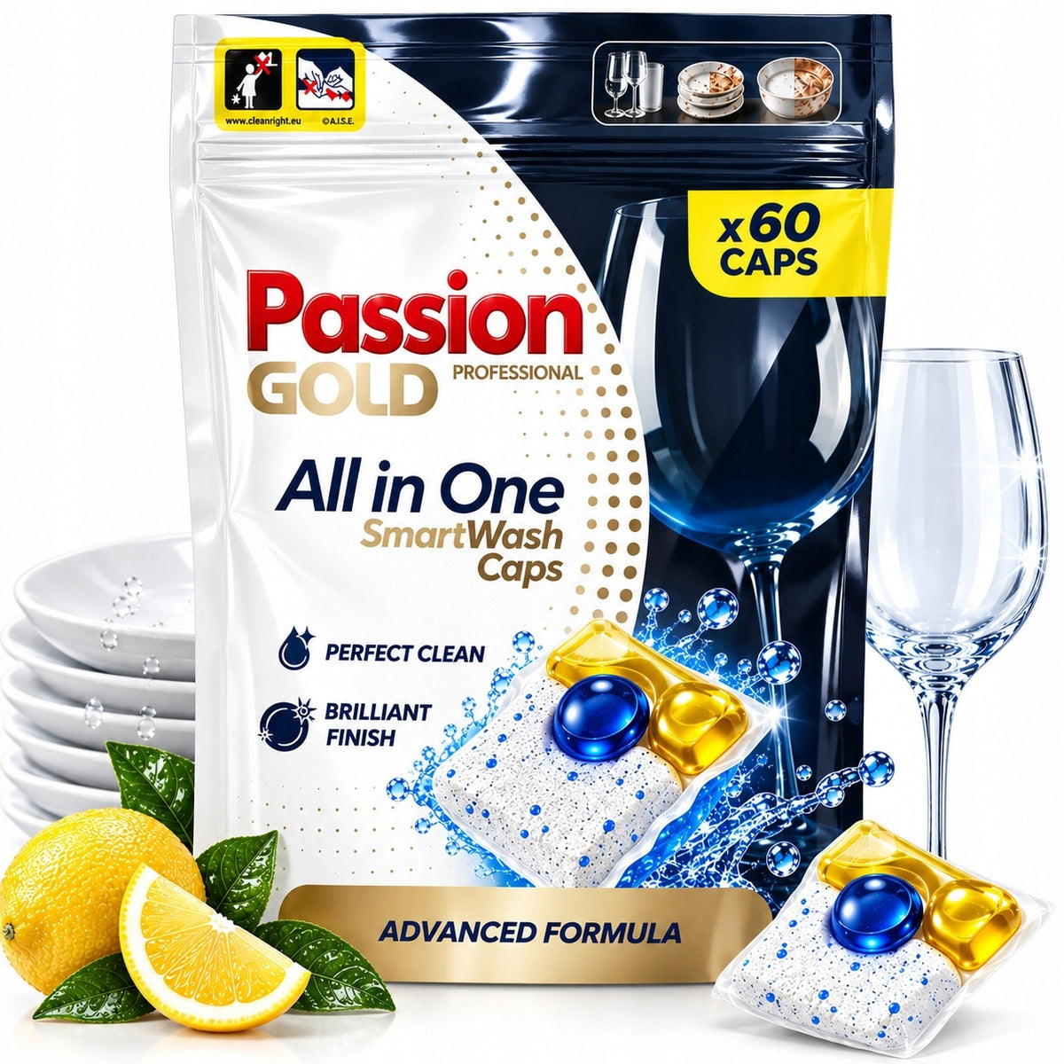 Dishwasher Capsules Passion Gold All in One 60 Pieces