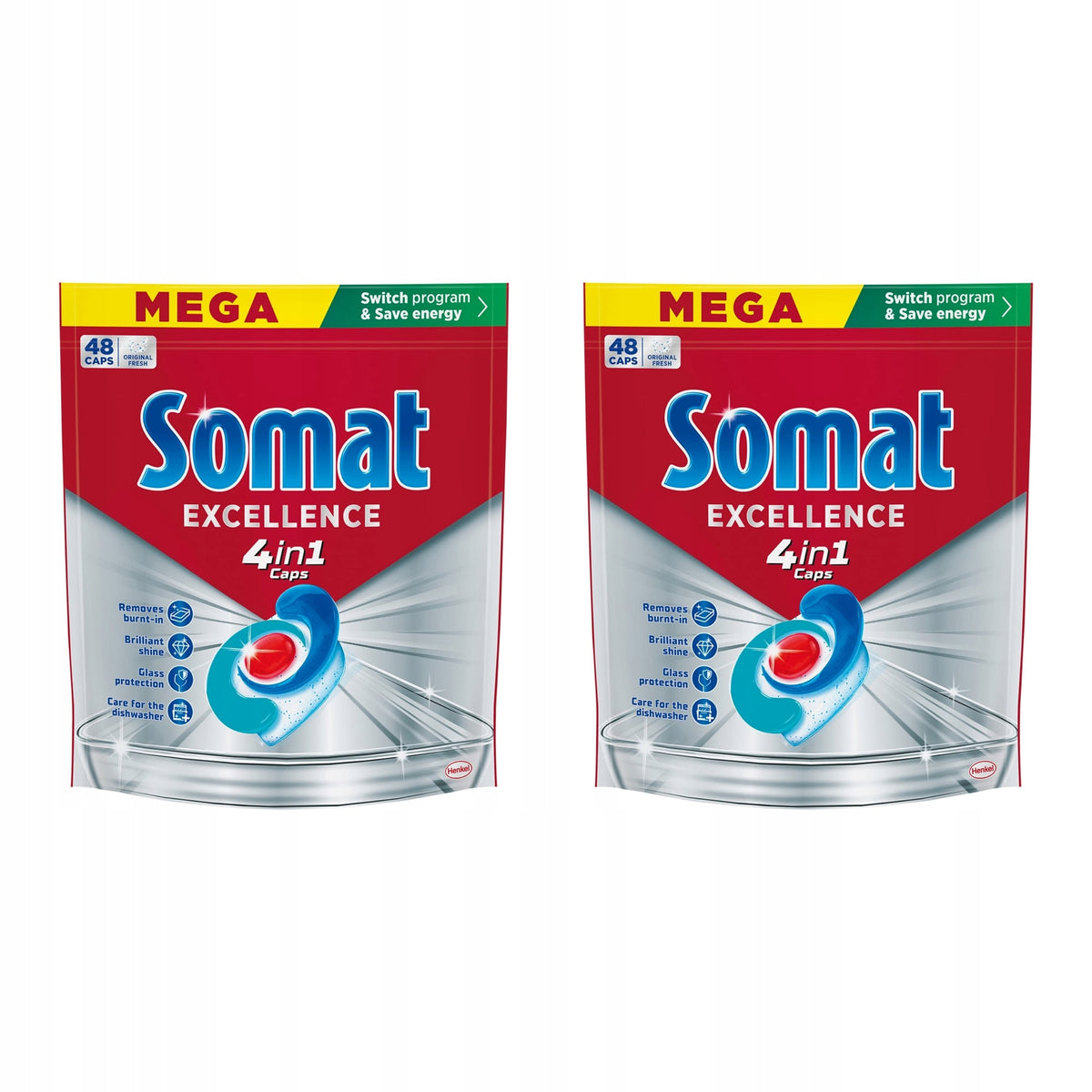 Dishwasher Capsules SOMAT Excellence 4 in 1 - 2 x 48 Pack