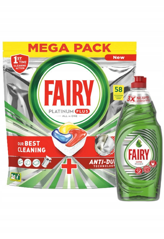 Dishwasher Cube Capsules FAIRY Platinum Plus All In One 58pcs Lemon Packaging status original