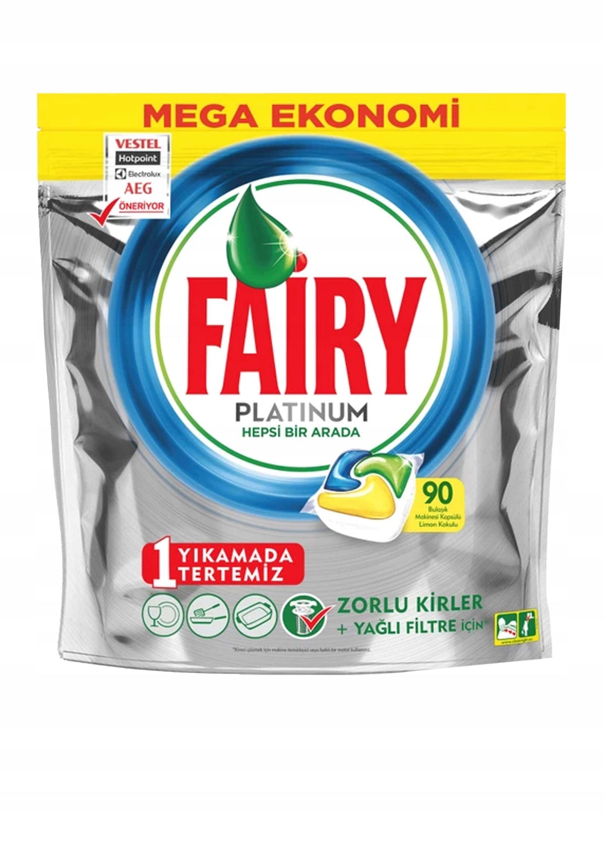 Dishwasher Tablets FAIRY Platinum 90pcs Lemon All In One