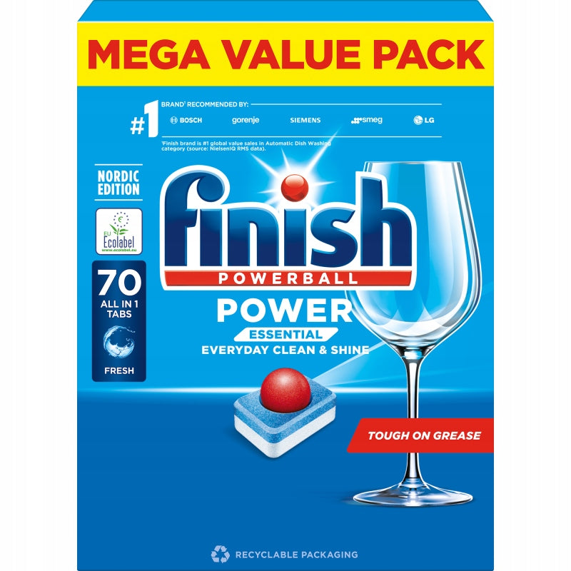 Dishwasher Tablets FINISH Powerball All in 1 Essential Fresh 70 Pieces Manufacturer code FINISH ALL IN ONE 70 SZTUK