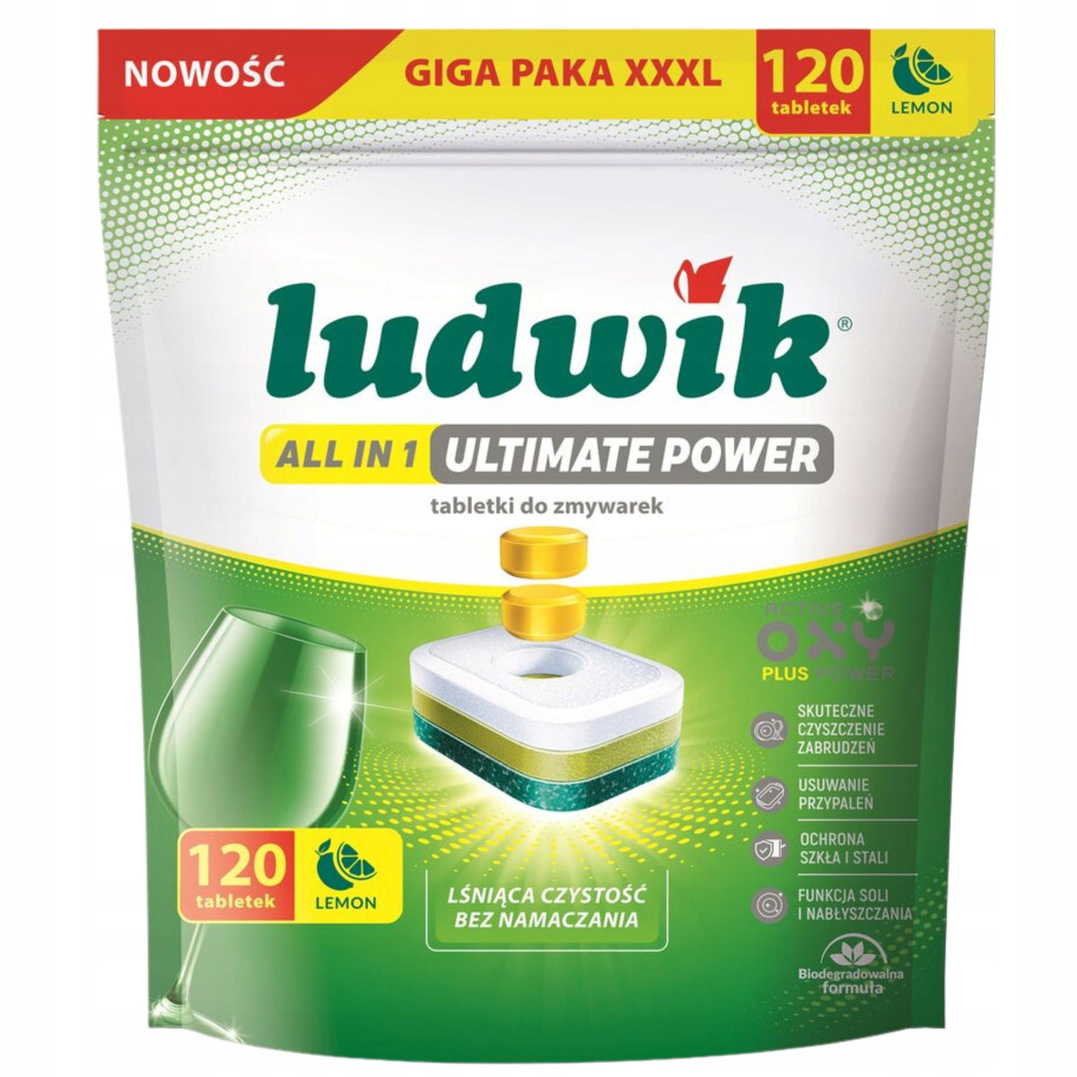 Dishwasher Tablets LUDWIK All In One Ultimate Power Lemon 120pcs effective Manufacturer code 598573