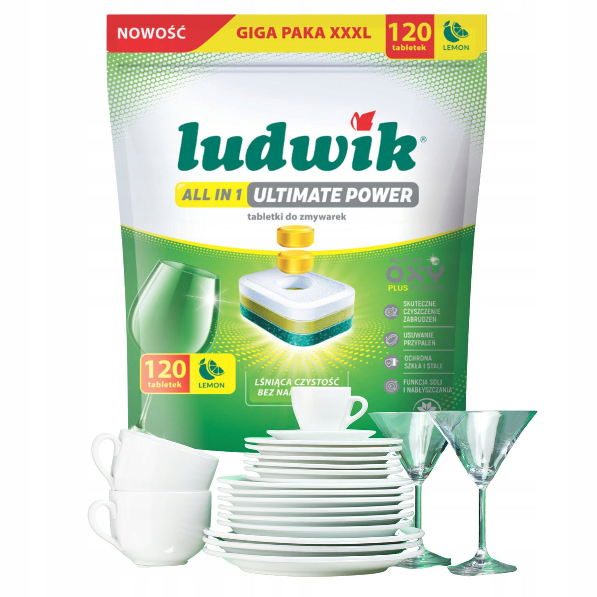 Dishwasher Tablets LUDWIK All In One Ultimate Power Lemon 120pcs effective