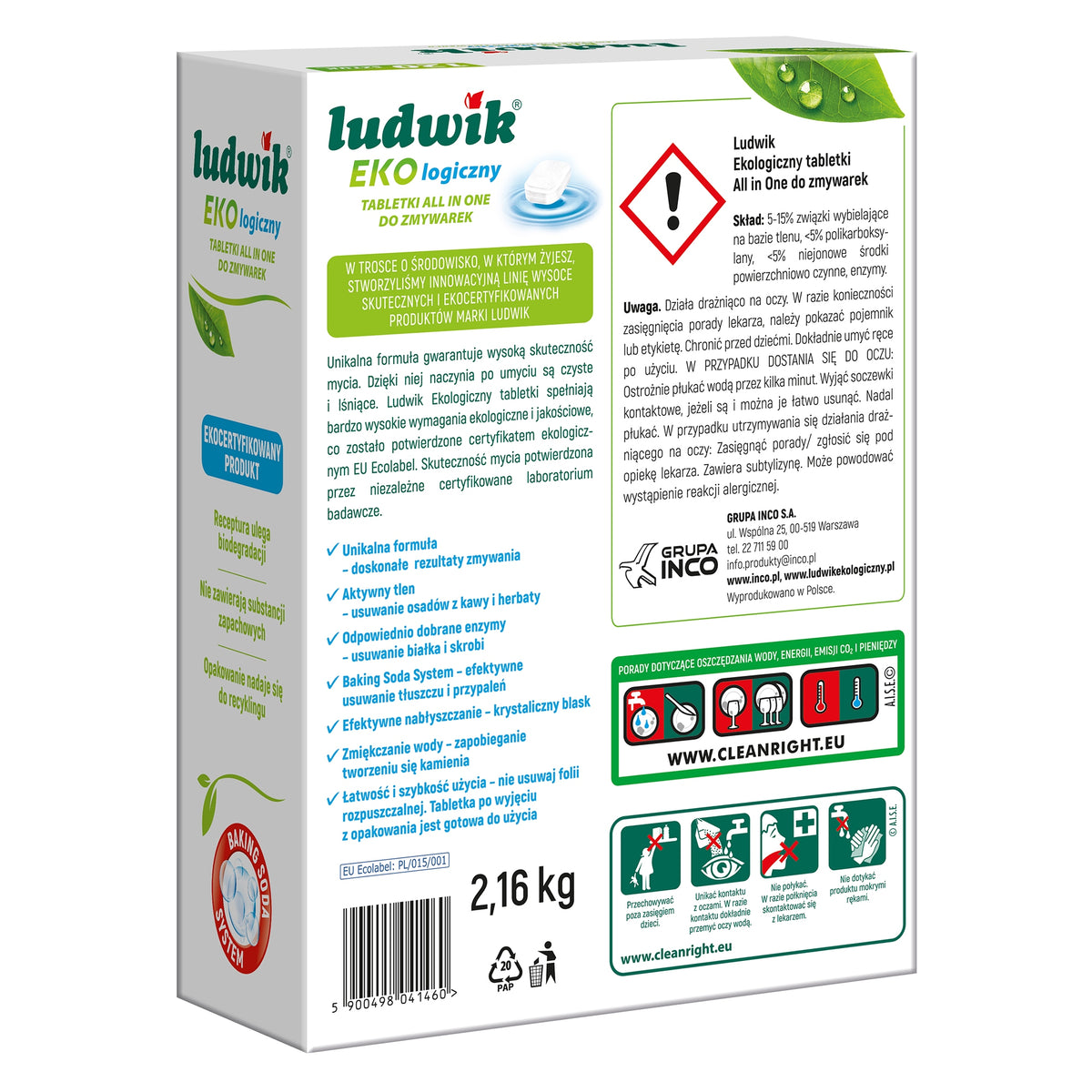Dishwasher Tablets LUDWIK All in One Organic 120 pcs Manufacturer code 1853594