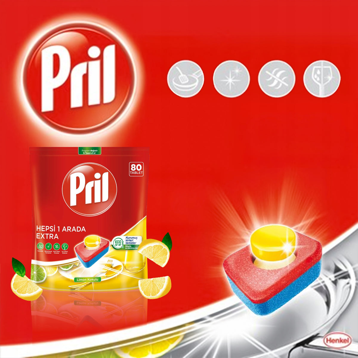 Dishwasher Tablets Pril All in One Extra Lemon 80 Pieces Trade name other