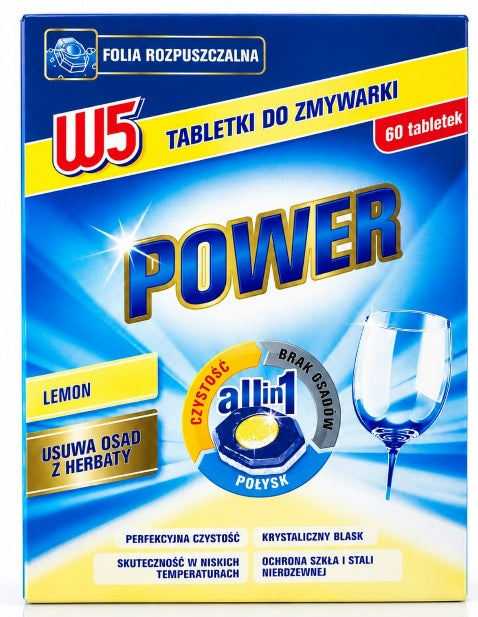 Dishwasher Tablets W5 All In One Lemon 60pcs