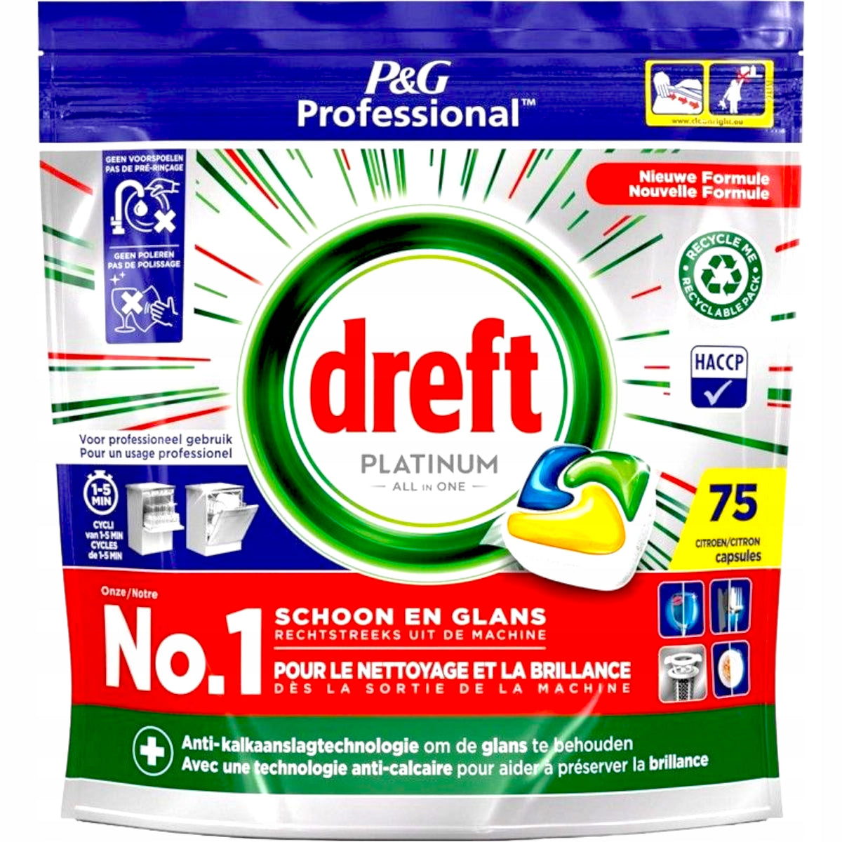 Dishwasher capsules Dreft Platinum 2x75st tablets LEMON STRONG