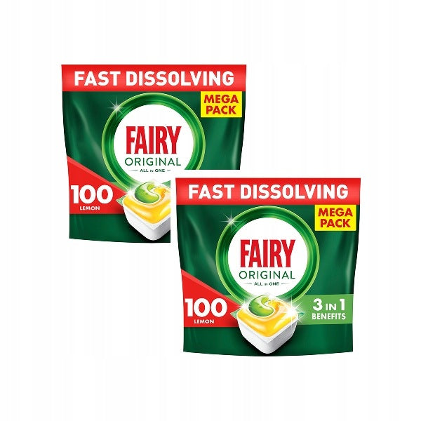 Dishwasher capsules Fairy AllInOne Lemon 200pcs+FREEBIE Fairy Miracle 3pcs Packaging status original