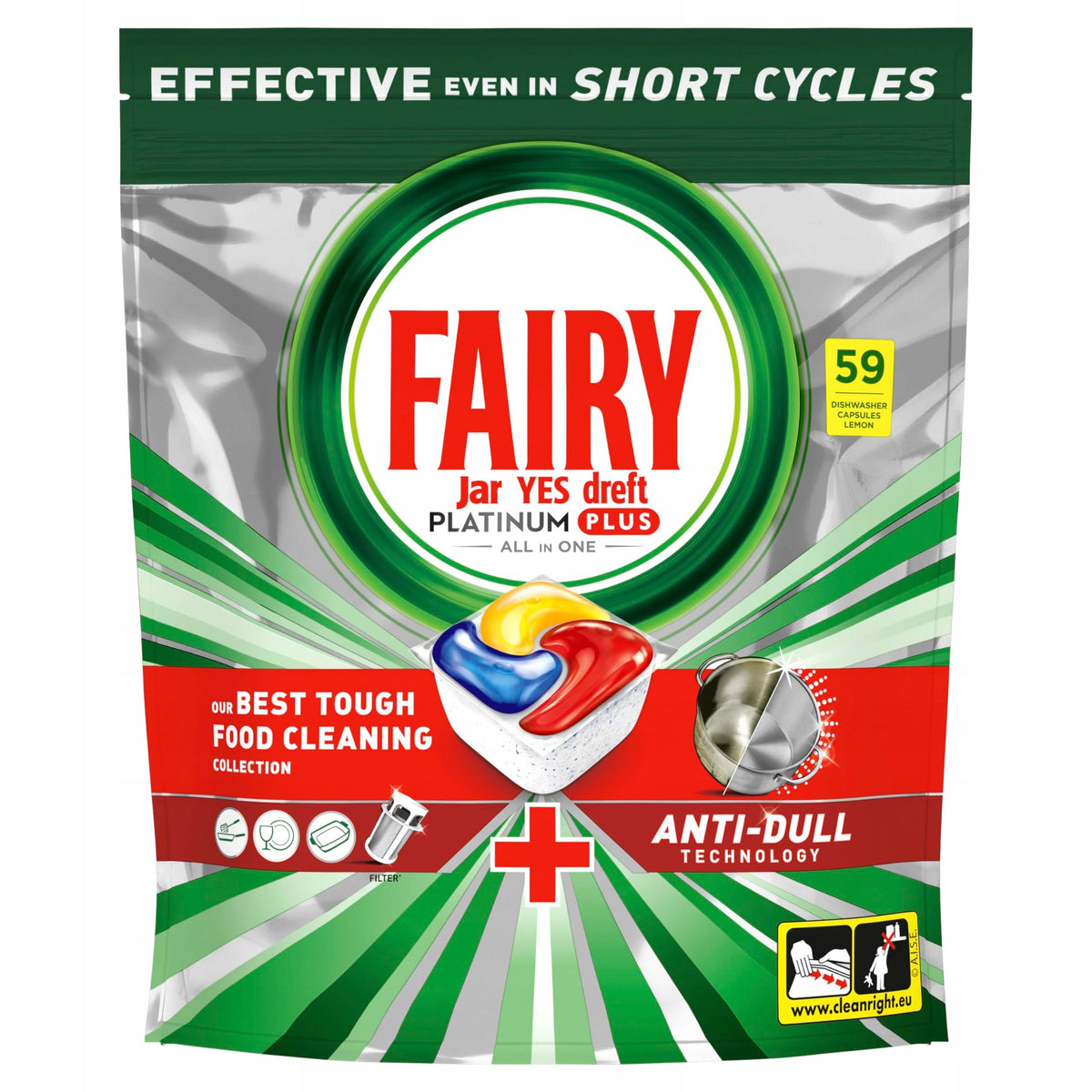 Dishwasher capsules Fairy Platinum Plus All In One lemon 59 pcs Manufacturer code 8700216322218