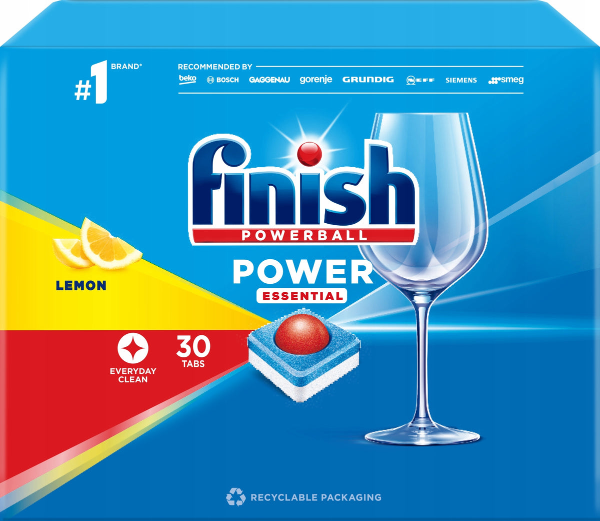 Dishwasher tablets FINISH Powerball Power Essential Lemon 90 pcs cubes