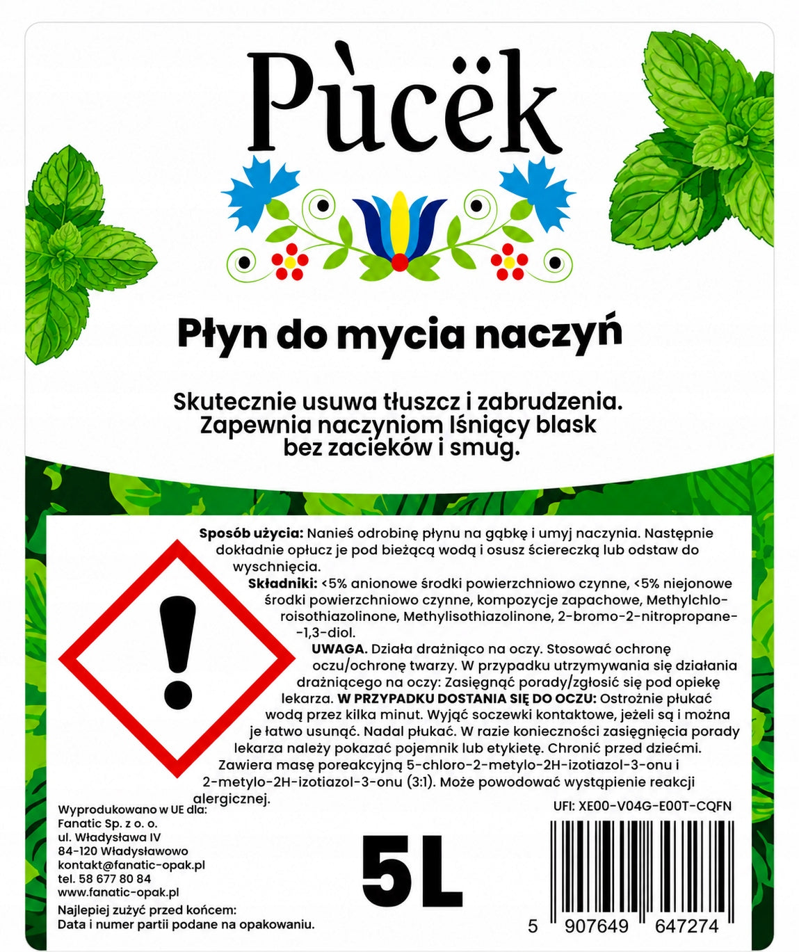 Dishwashing Liquid 5L Pucek Mint Efficient Packaging status original