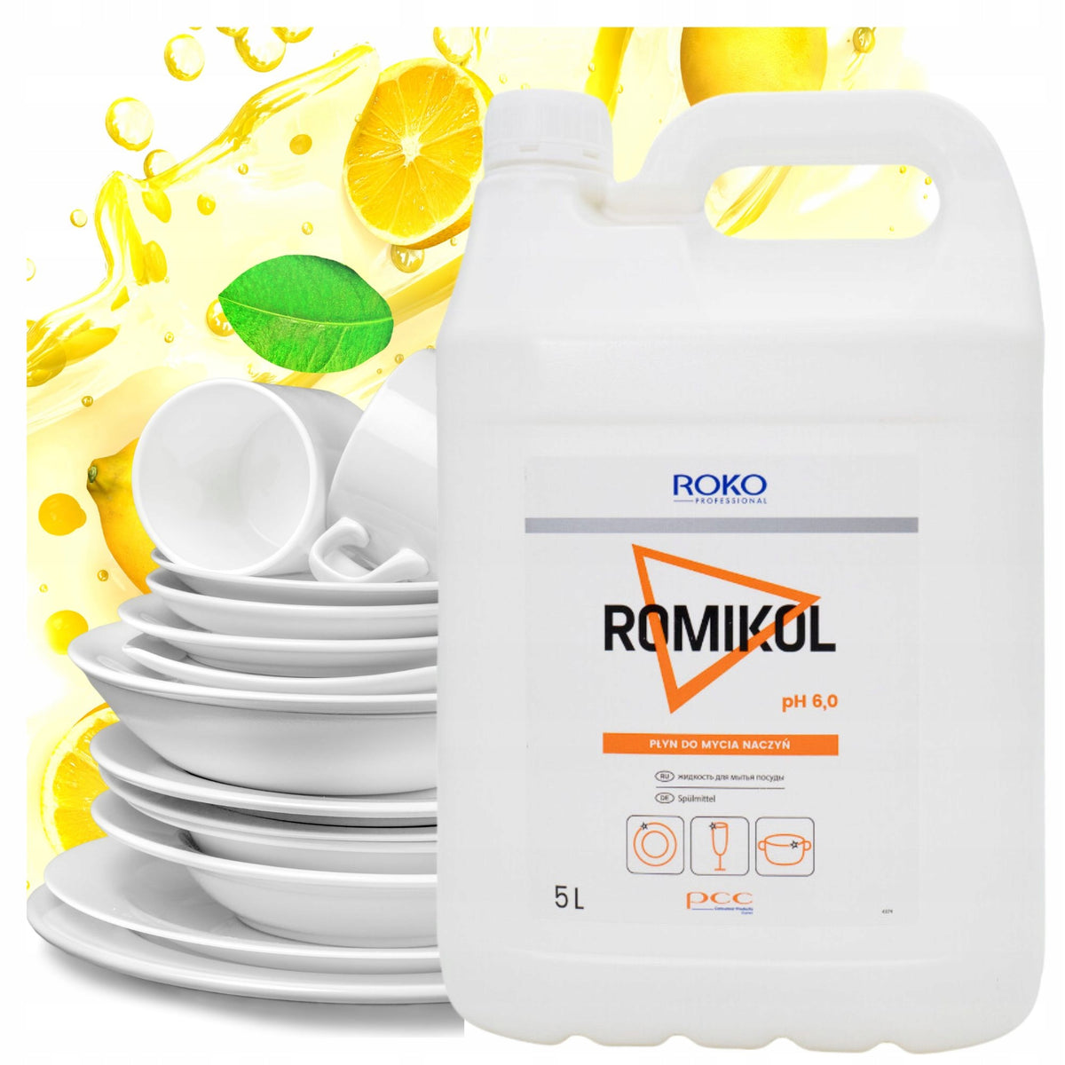 Dishwashing Liquid Roko Effectively Removes Lemon Fat Efficient 5L - with
