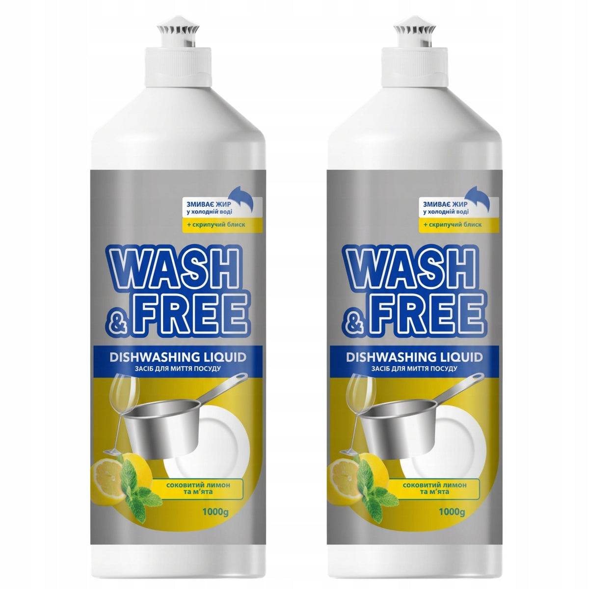 Dishwashing liquid LEMON AND MINT WASH&FREE 2 x 1000g