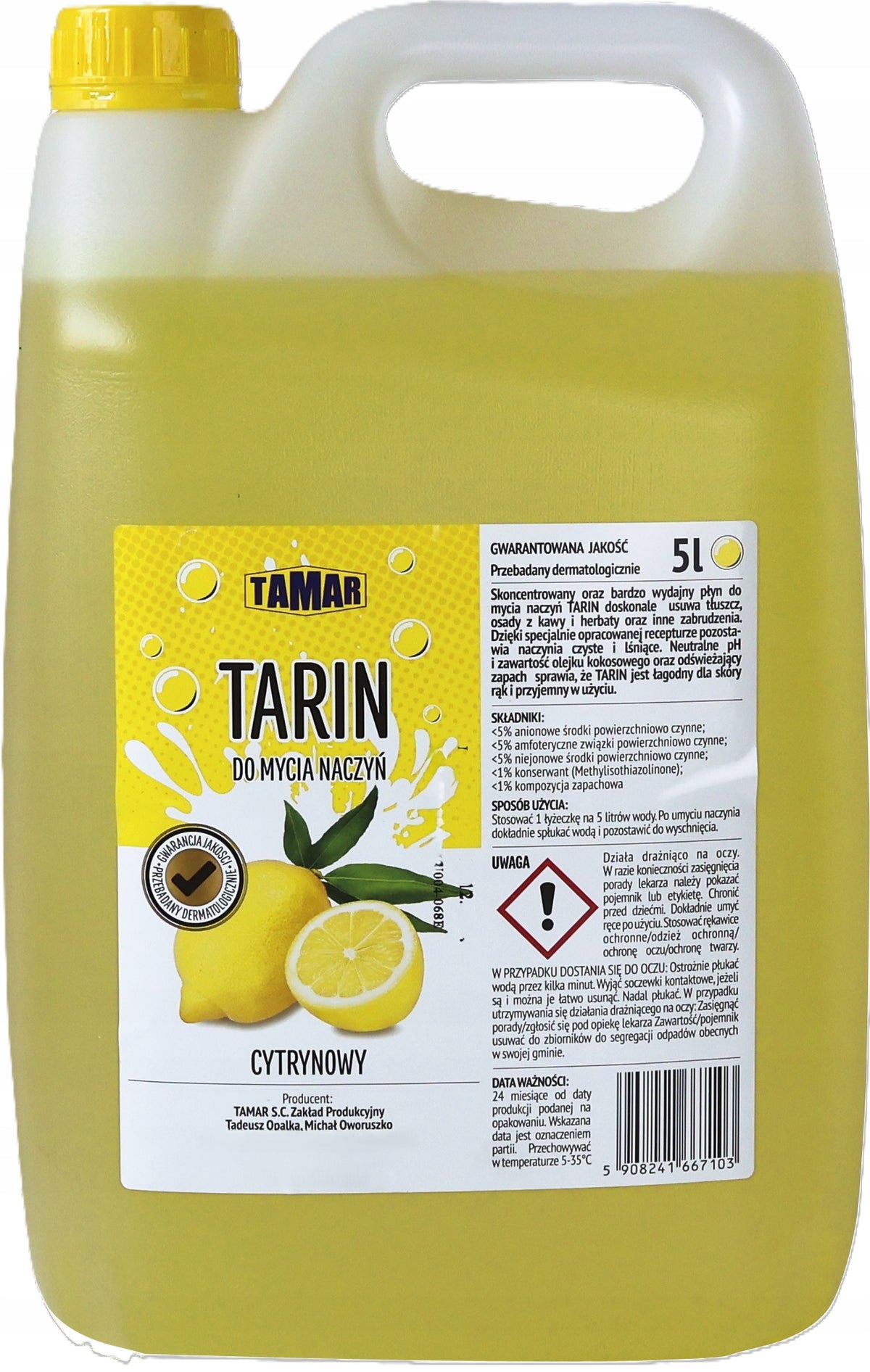 Dishwashing liquid TARIN 5L Mint Packaging status original