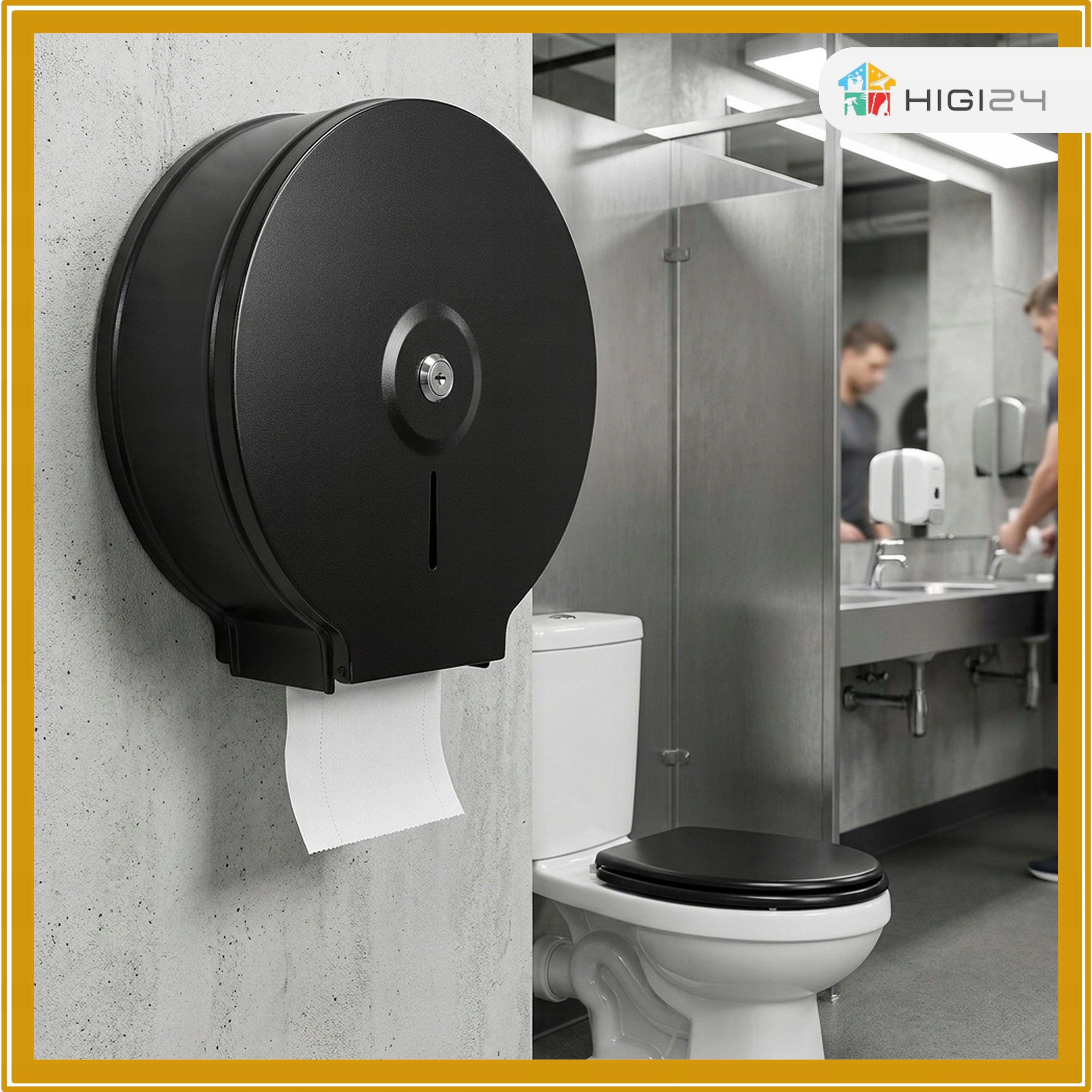 Dispenser Container Steel Feeder Black for Toilet Paper Jumbo HIGI24 Packaging status original