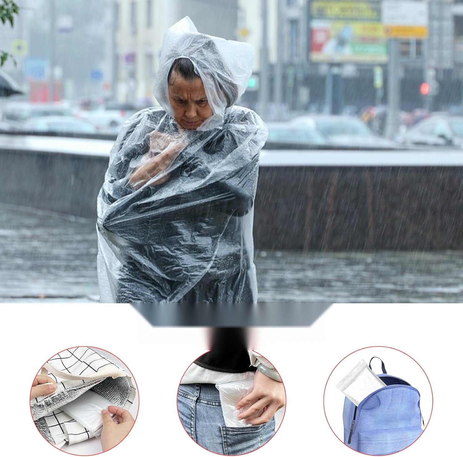 Disposable Poncho 10pcs Clear Lightweight Waterproof Universal EAN (GTIN) 5908107537632