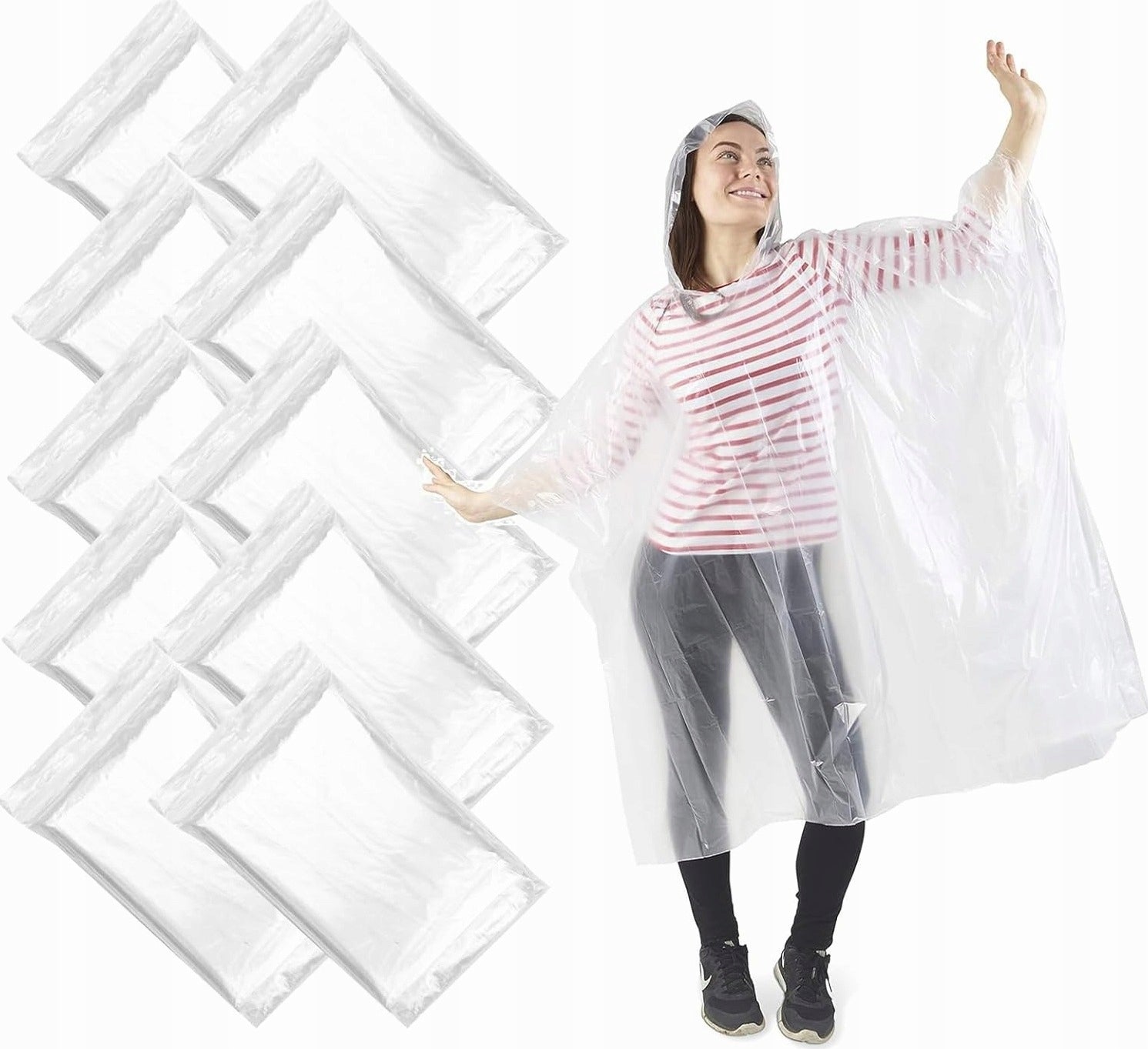Disposable Poncho 10pcs Clear Lightweight Waterproof Universal