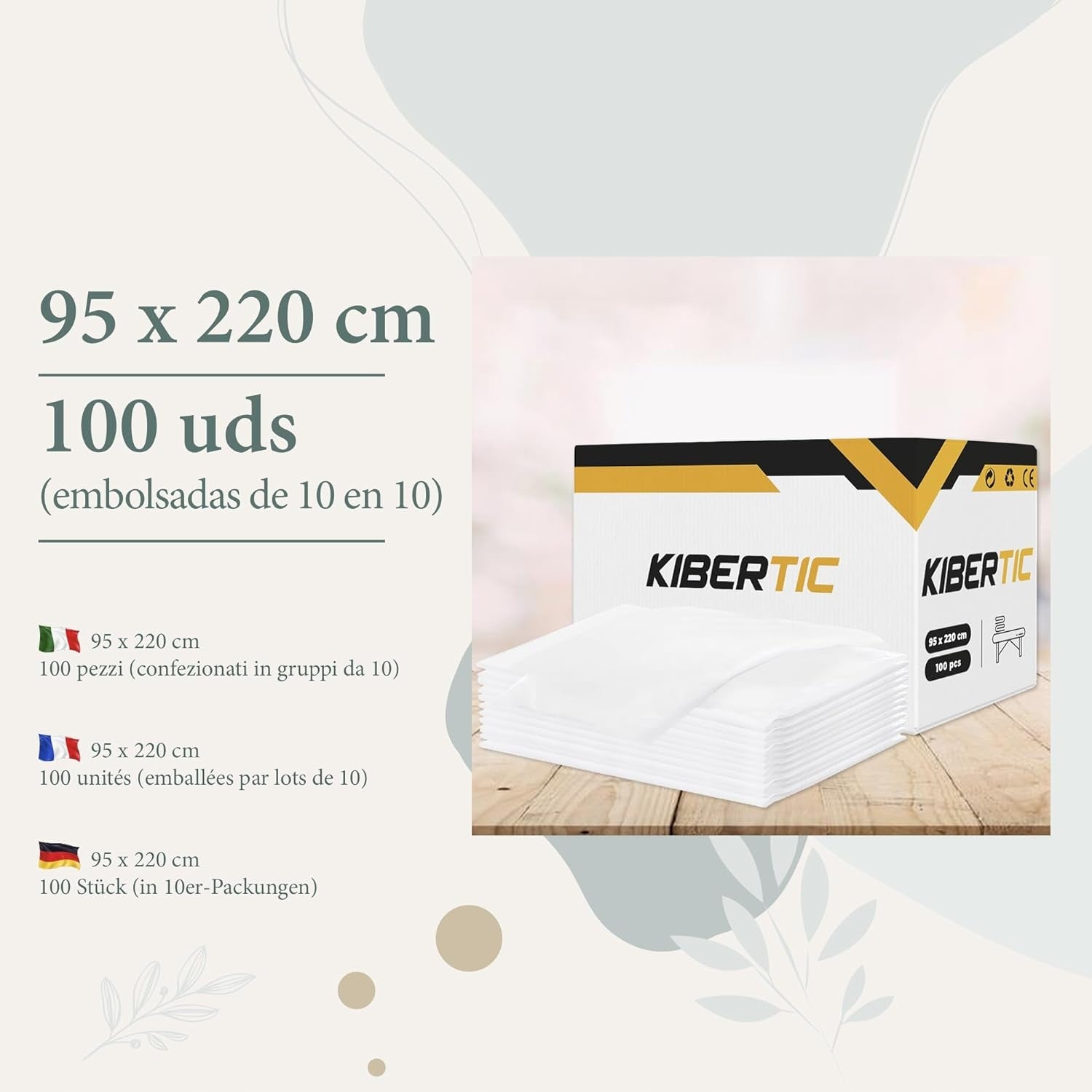 Disposable sheets adjustable 95x220cm KIBERTIC - 100 pieces Manufacturer code B0CH8MNY7T