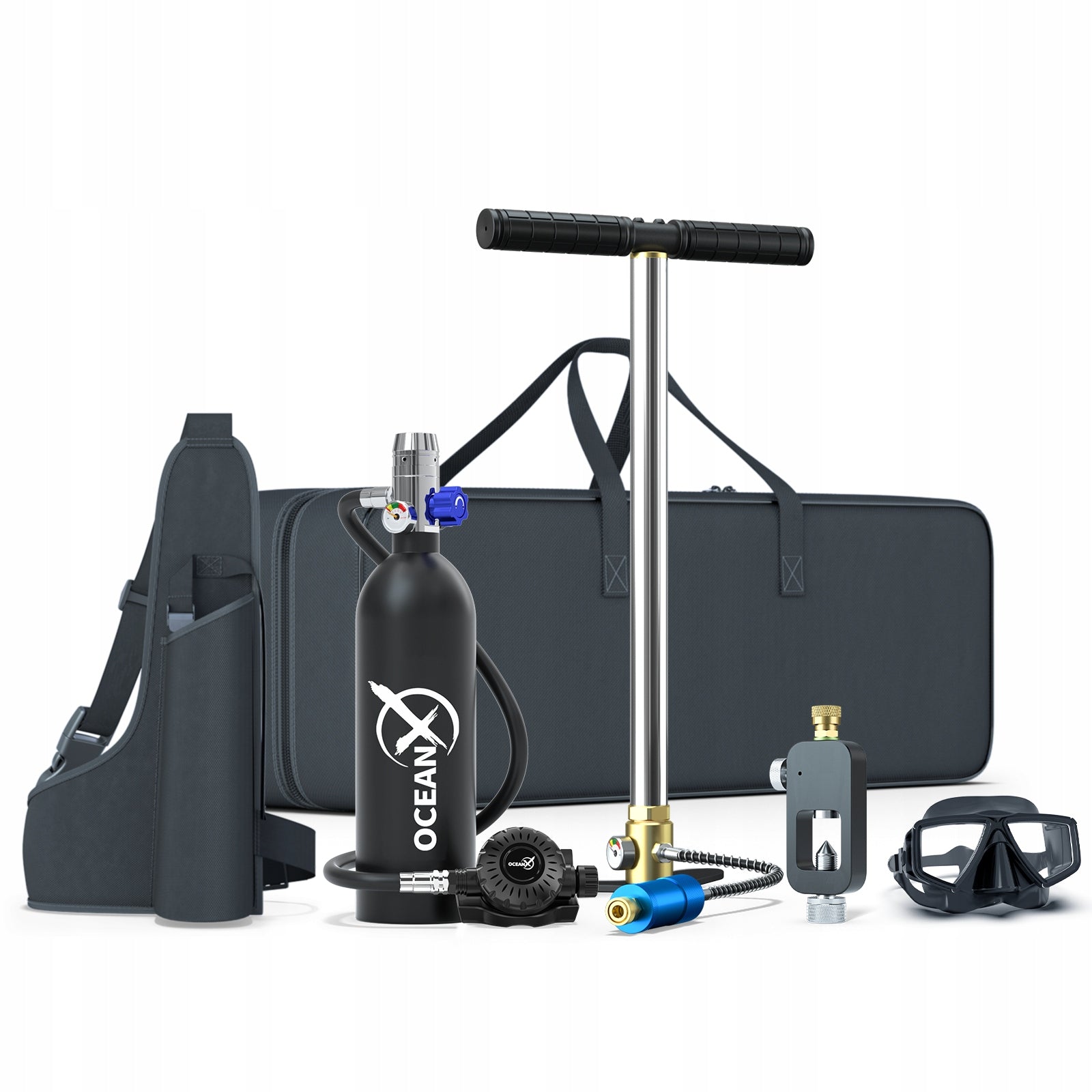 Diving Cylinder Set 1L with Pump Bag Mask Adapter 6in1 OceanXp
