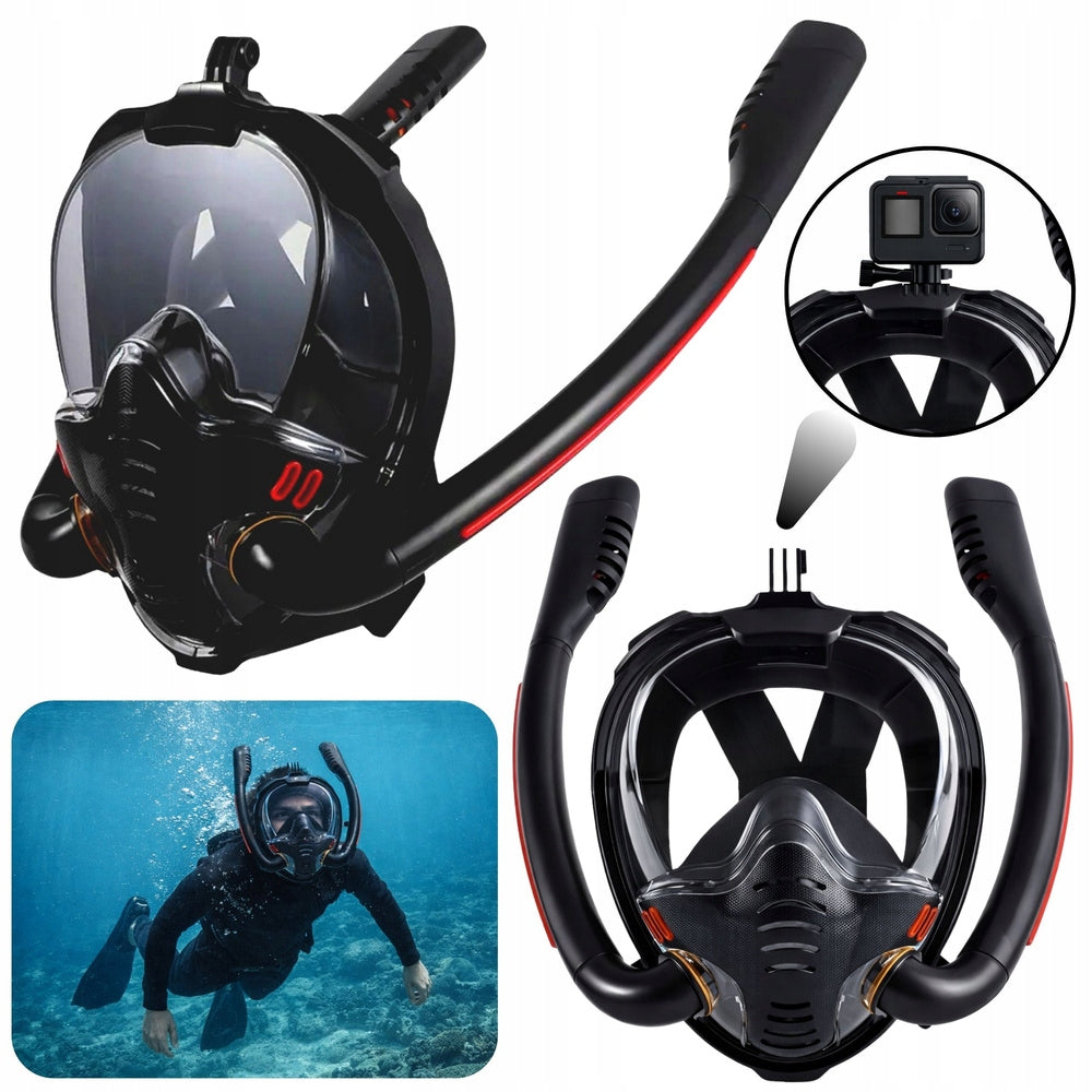 Diving Mask Full Face AntiFog DryTop Black L/XL