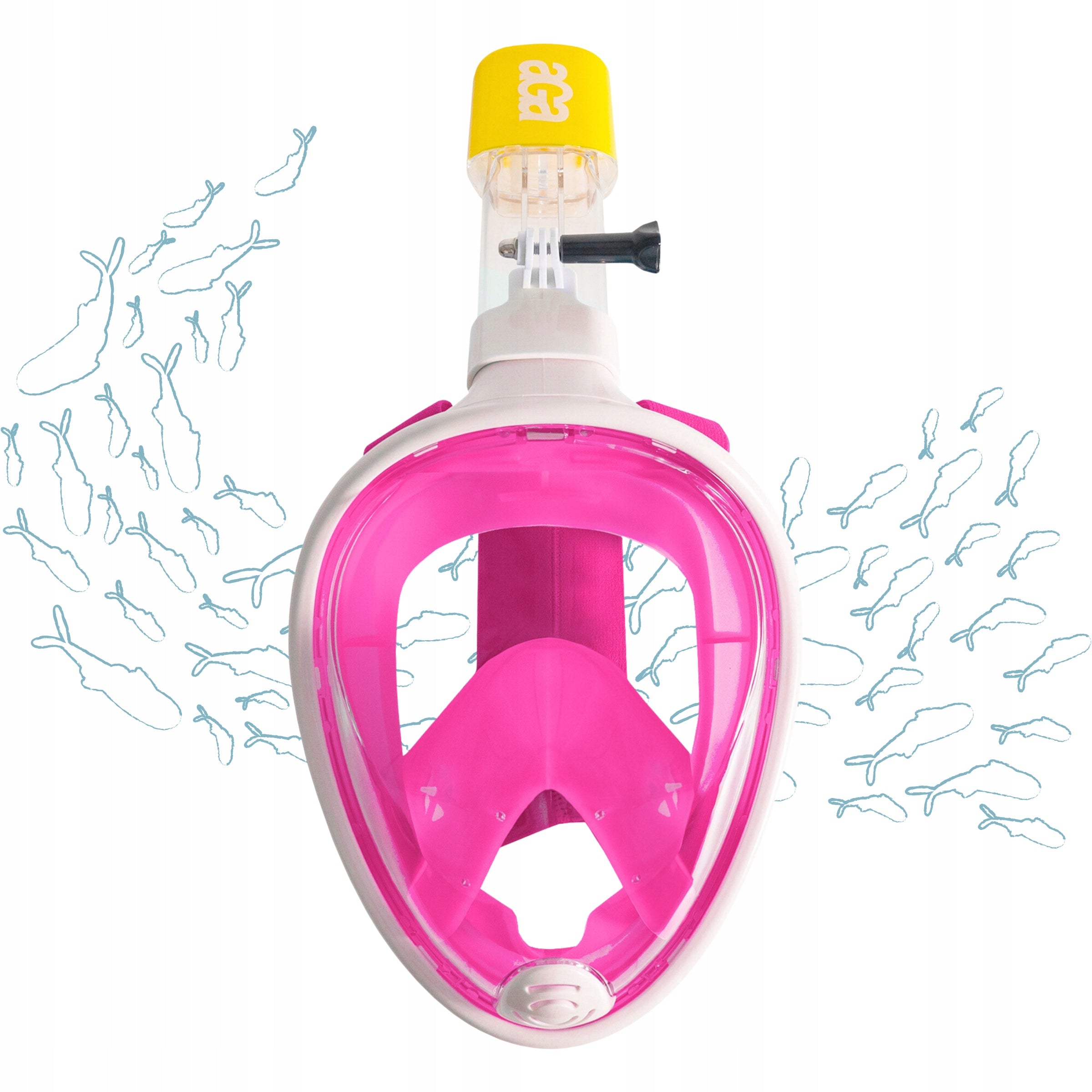Diving Mask Full Face Diving S/M with Tube GoPro Pink Holder