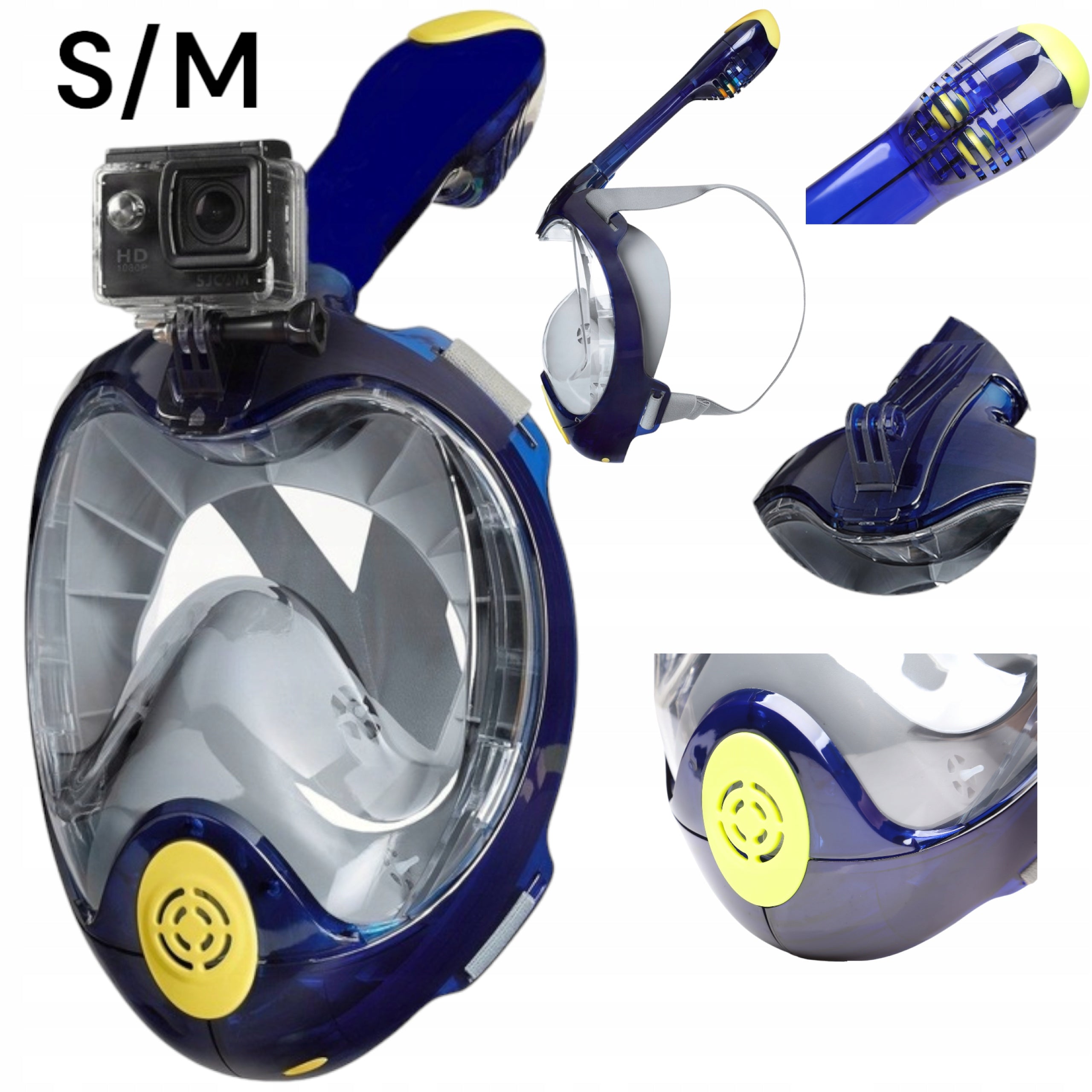 Diving Mask Full Face Snorkeling For Water S/M Blue