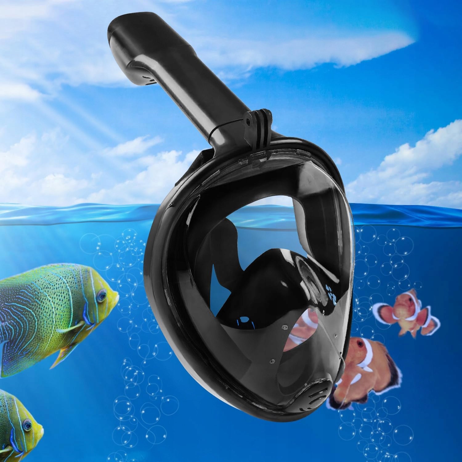 Diving Mask Full Face Snorkeling Swimming Water With Tube L/XL Color black