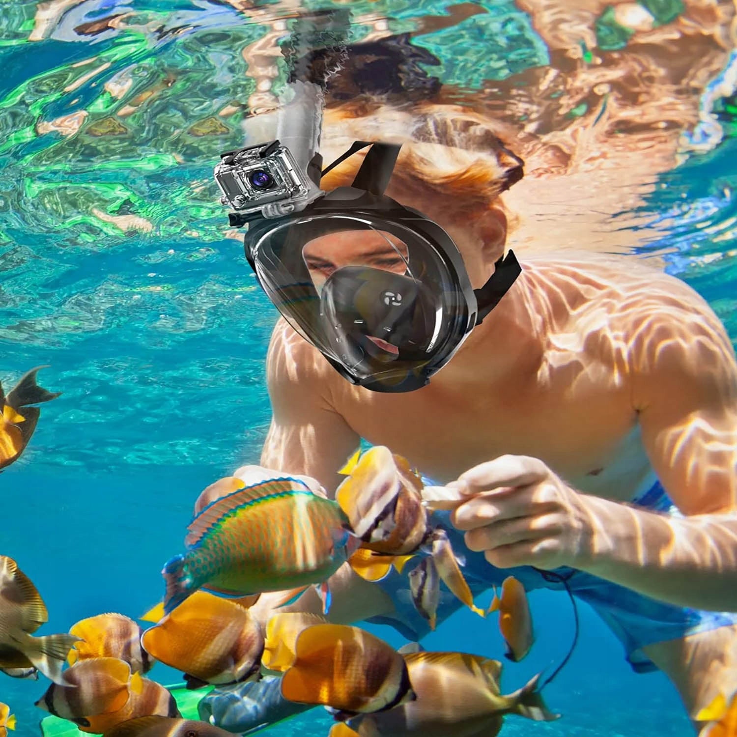 Diving Mask Full Face Snorkeling Swimming Water With Tube L/XL Packaging status original